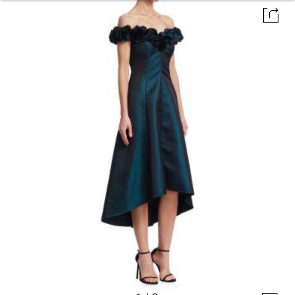 Off-the-shoulder A-line Cocktail Dress Dark Teal - Picture 2 of 8